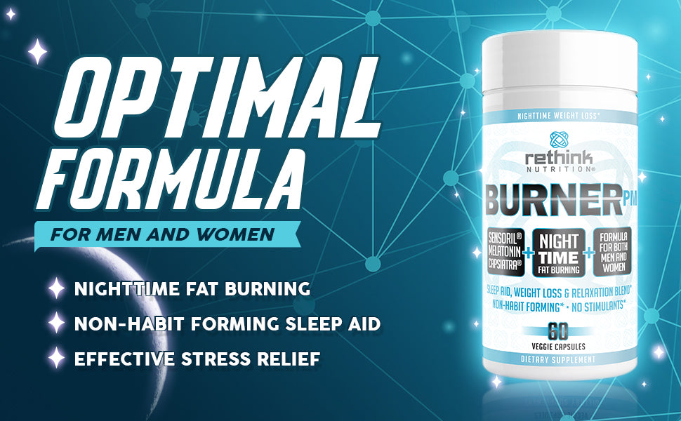 Burner PM - Nighttime Fat Loss, Sleep and Relaxation Formula, 60 Veggie Capsules - Rethink Nutrition