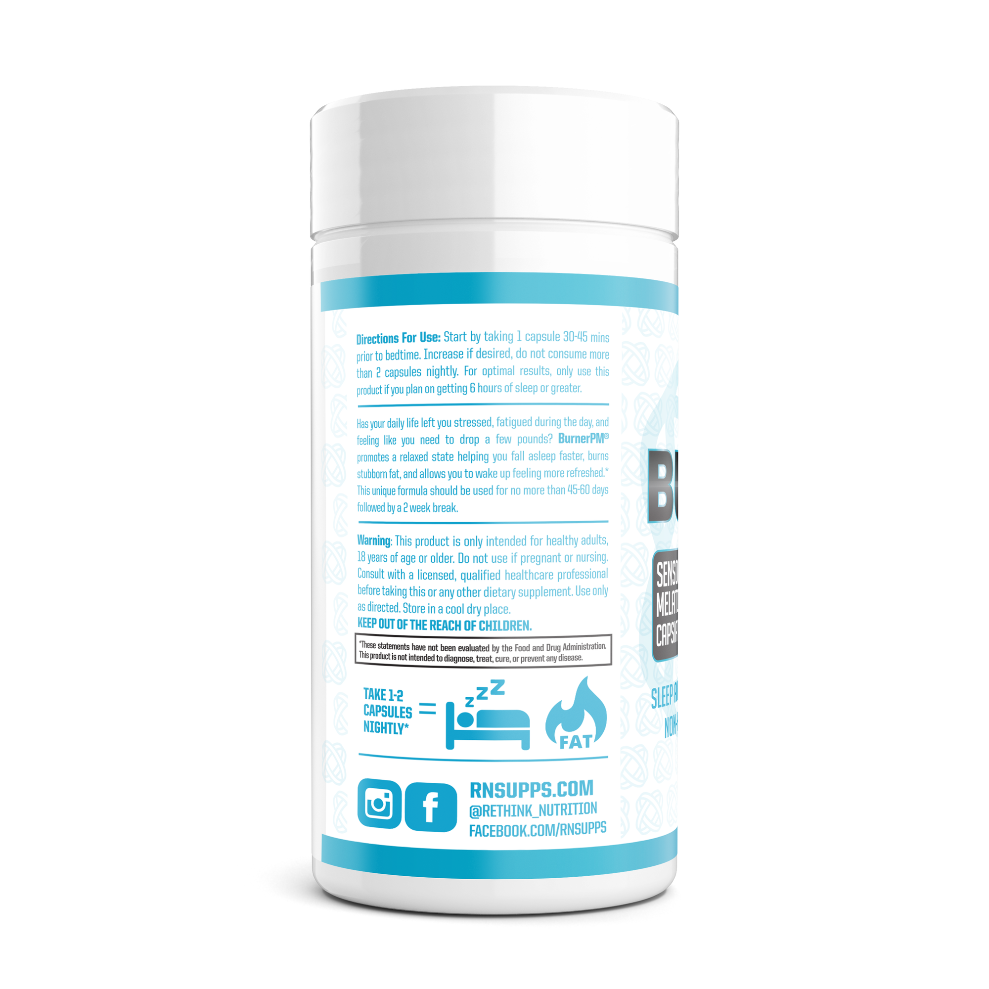 Burner PM - Nighttime Fat Loss, Sleep and Relaxation Formula, 60 Veggie Capsules - Rethink Nutrition