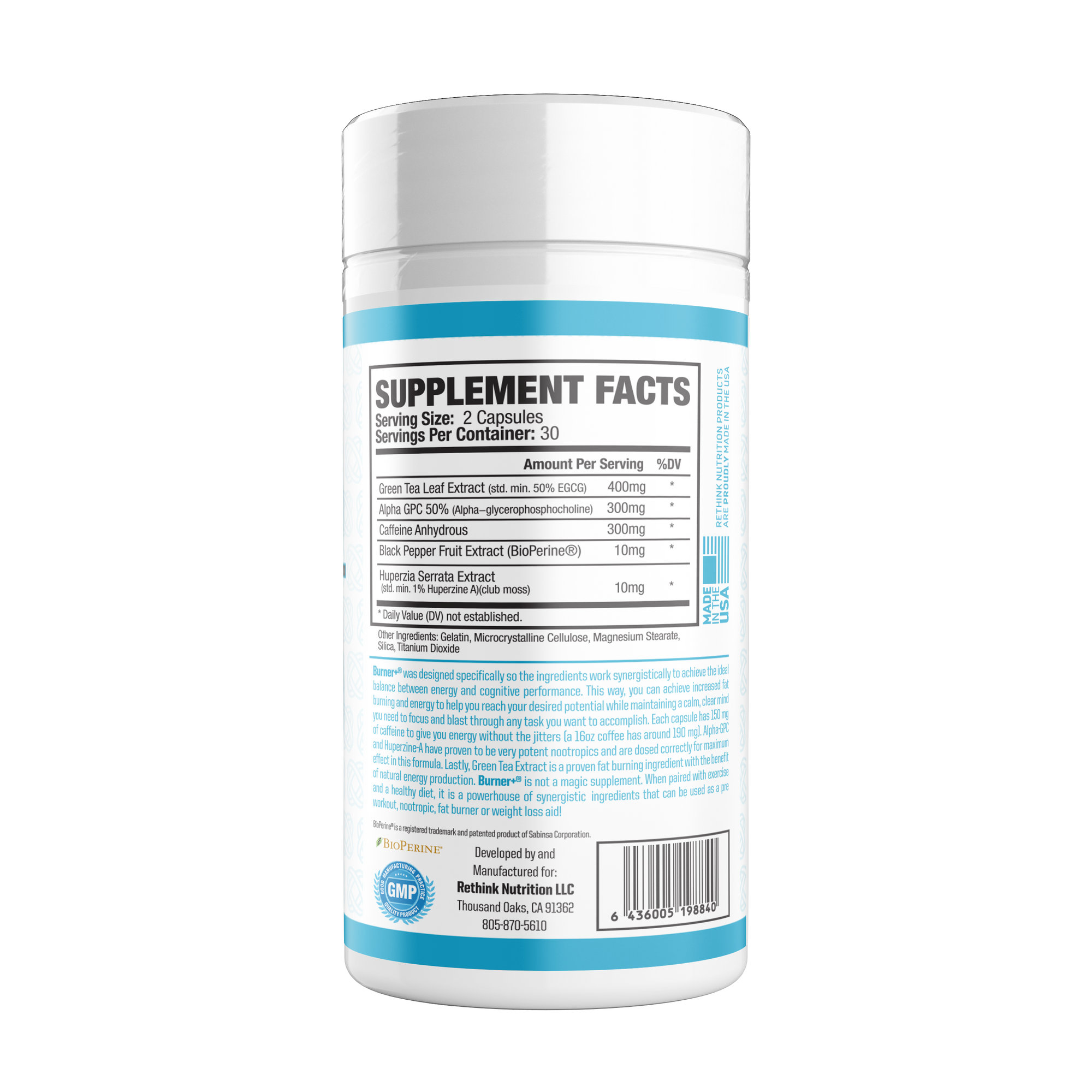 Burner+ - Energy, Focus & Fat Loss Formula, 60 Capsules - Rethink Nutrition