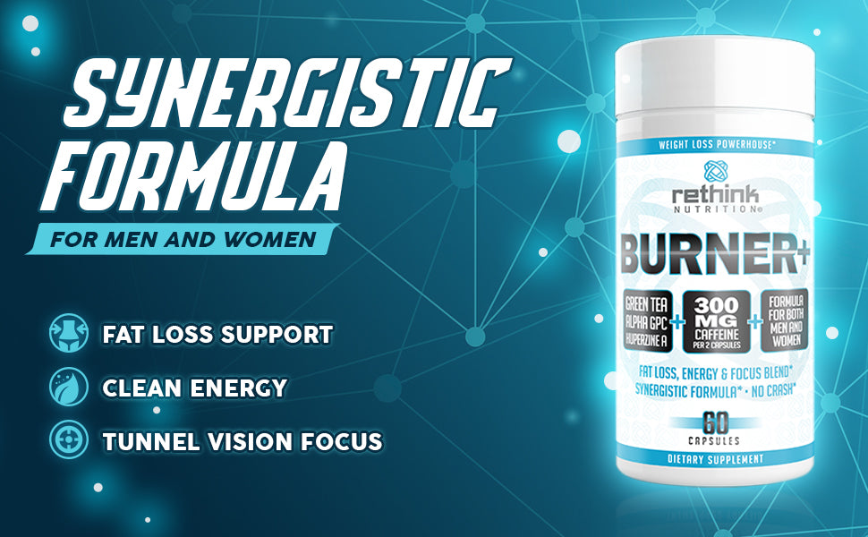 Burner+ - Energy, Focus & Fat Loss Formula, 60 Capsules - Rethink Nutrition