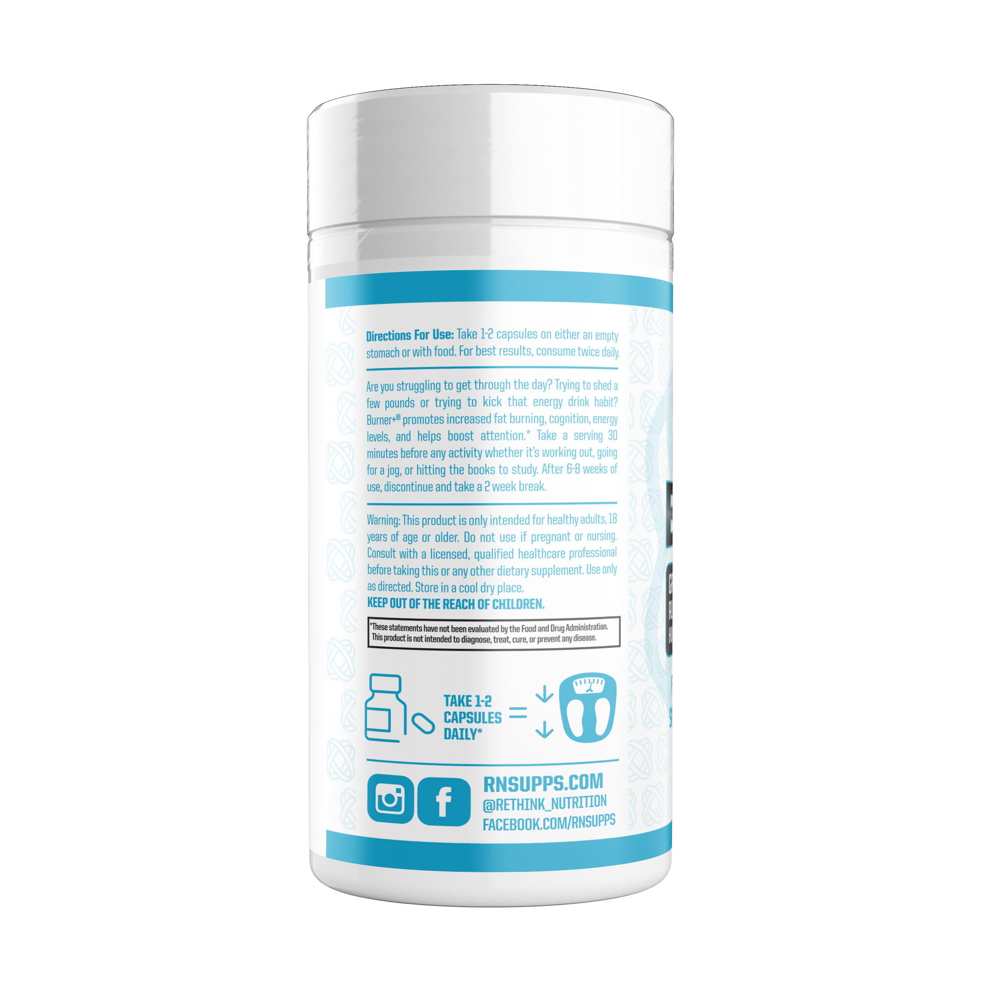 Burner+ - Energy, Focus & Fat Loss Formula, 60 Capsules - Rethink Nutrition