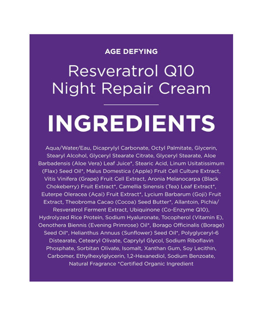 Andalou | Resveratrol Q10 Night Repair Cream (Anti-Aging & Renewal) – 1.7 oz - Rethink Nutrition