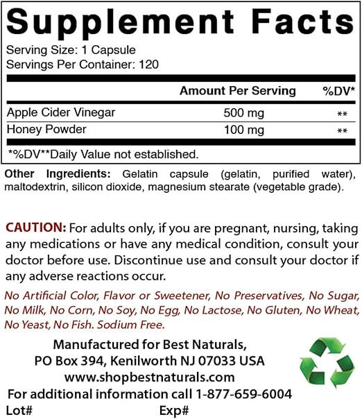 Best Naturals | Apple Cider Plus (Digestion &amp; Metabolism Support) – 120 ct