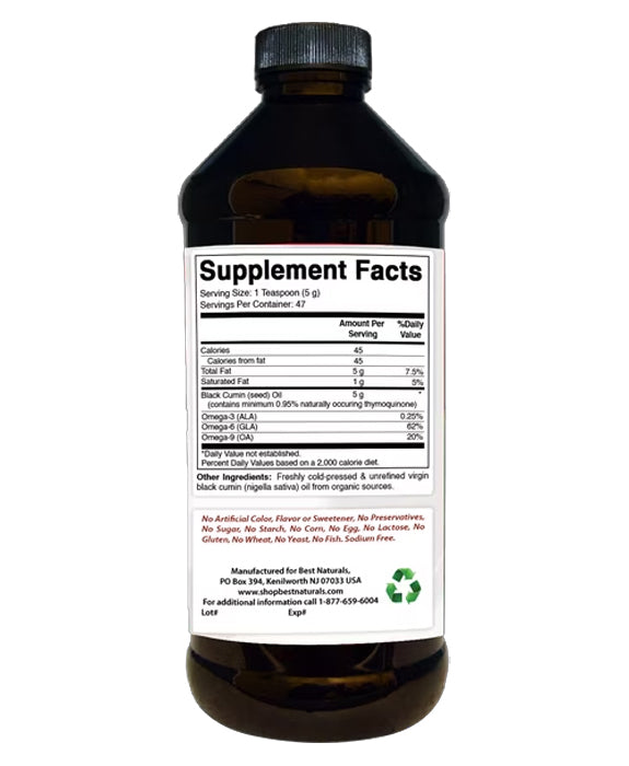 Best Naturals | Black Seed Oil (Cold-Pressed Liquid) – 8 fl oz