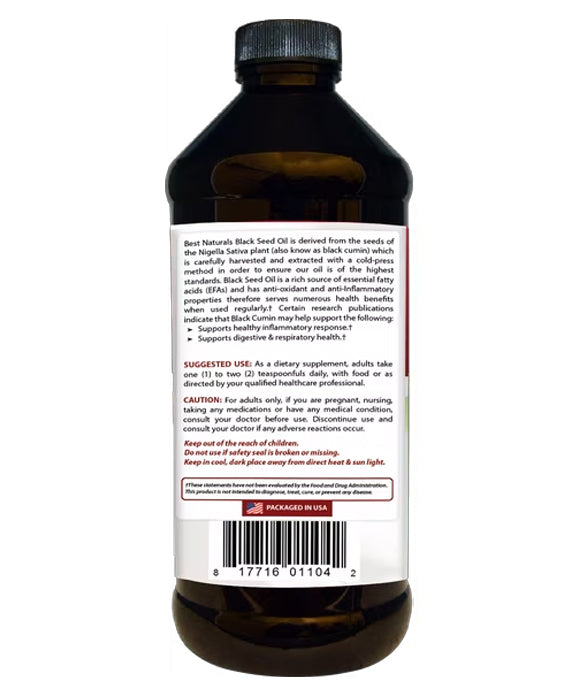 Best Naturals | Black Seed Oil (Cold-Pressed Liquid) – 8 fl oz