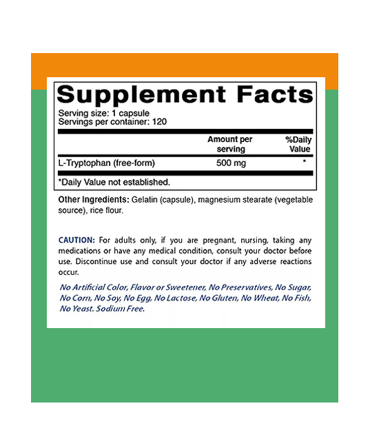 Best Naturals | L-Tryptophan 500 mg (Sleep & Mood Support) – 120 ct - Rethink Nutrition