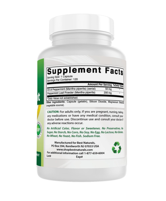 Best Naturals | Peppermint Oil 250 mg (Bloating & Digestive Support) – 120 ct - Rethink Nutrition