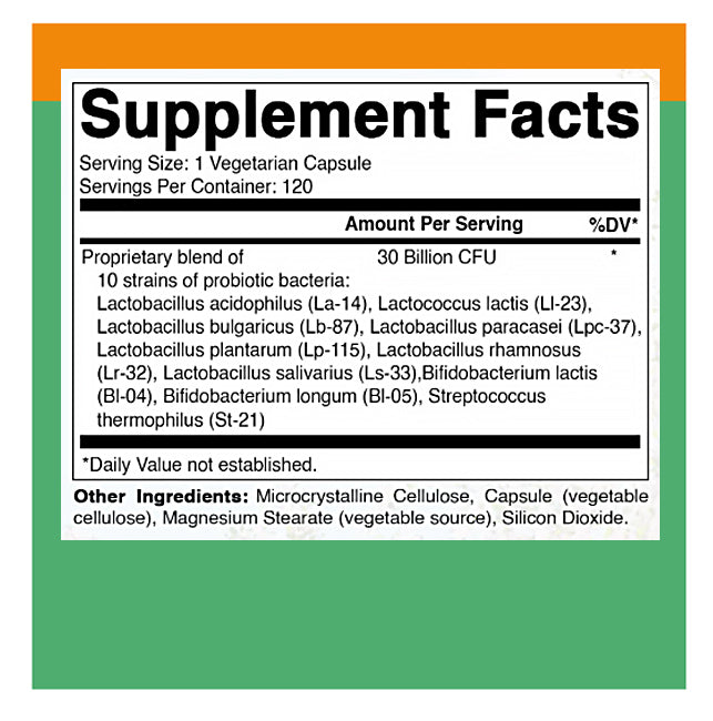 Best Naturals | Probiotic 10 30 Billion CFU (Digestive & Gut Health Support) – 120 ct - Rethink Nutrition