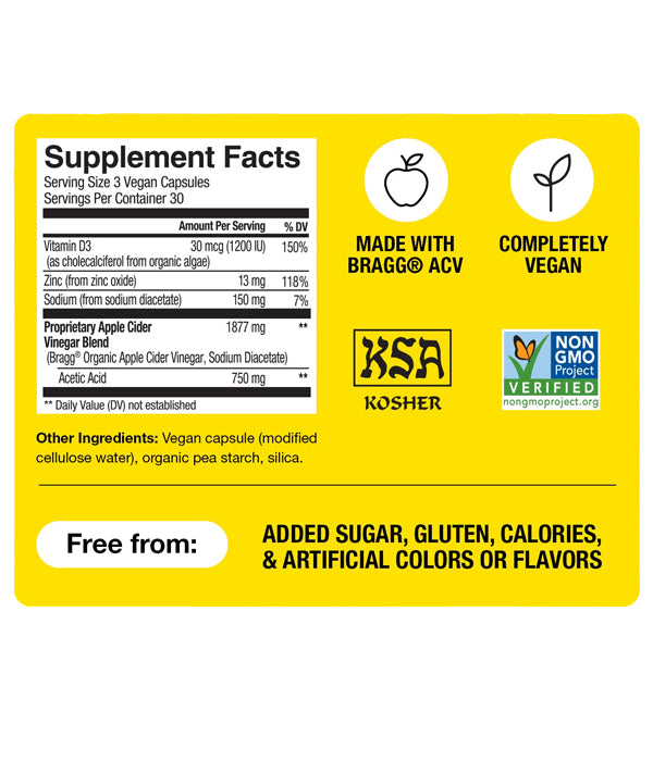 Bragg | Apple Cider Vinegar Supplement (Daily Wellness Support) – 90 Capsules