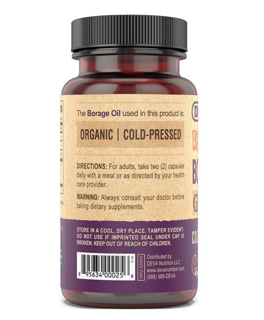 DEVA | Vegan Borage Oil 500 mg (Essential Fatty Acid Support) – 90 Capsules