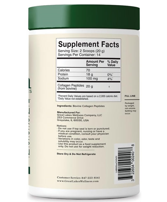 Great Lakes Wellness | Collagen Peptides Unflavored, 10 oz