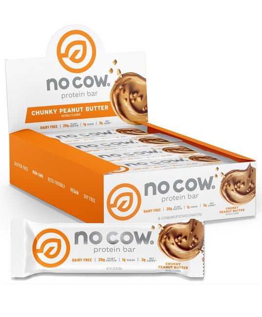 No Cow Bar | Chunky Peanut Butter Protein Bars – 12 Count