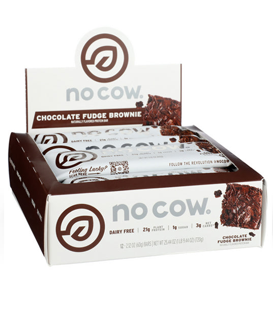No Cow Bar | Chocolate Fudge Brownie Protein Bars – 12 Count