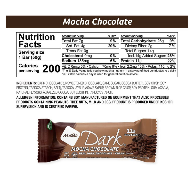 NuGo | Dark Mocha Chocolate Protein Bars – 12 Count - Rethink Nutrition