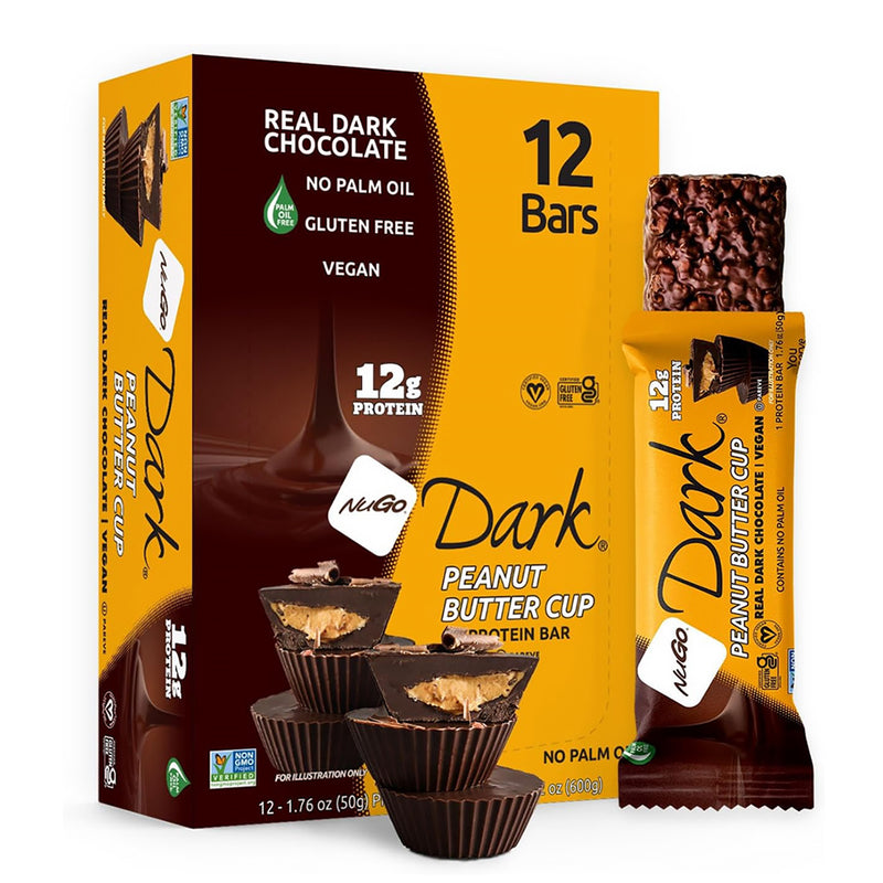 NuGo | Dark Peanut Butter Cup Protein Bars – 12 Count - Rethink Nutrition