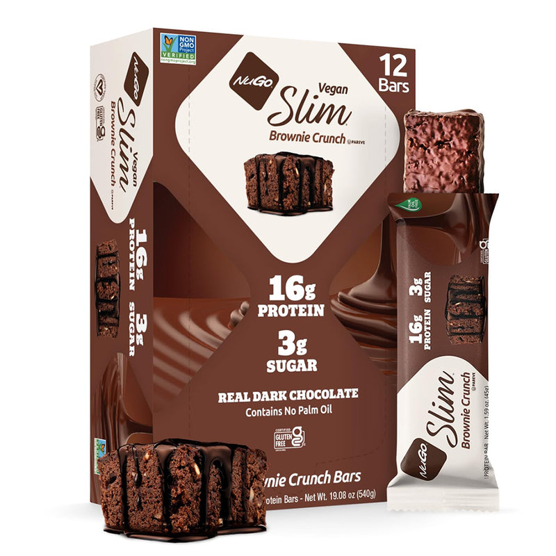 NuGo | Slim Brownie Crunch Protein Bars – 12 Count - Rethink Nutrition