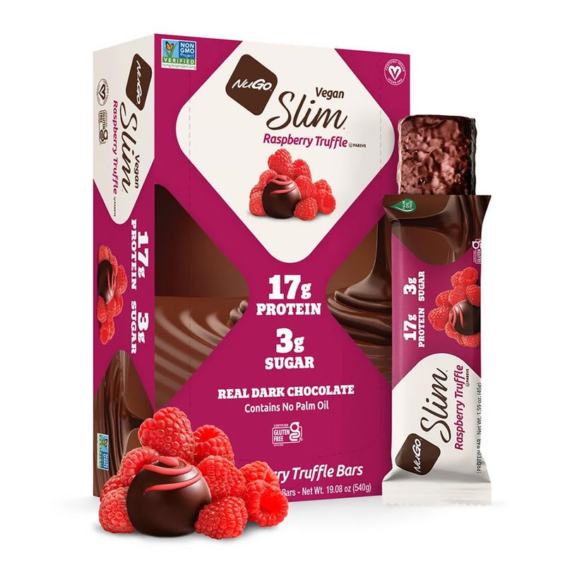 NuGo | Slim Raspberry Truffle Protein Bars – 12 Count - Rethink Nutrition