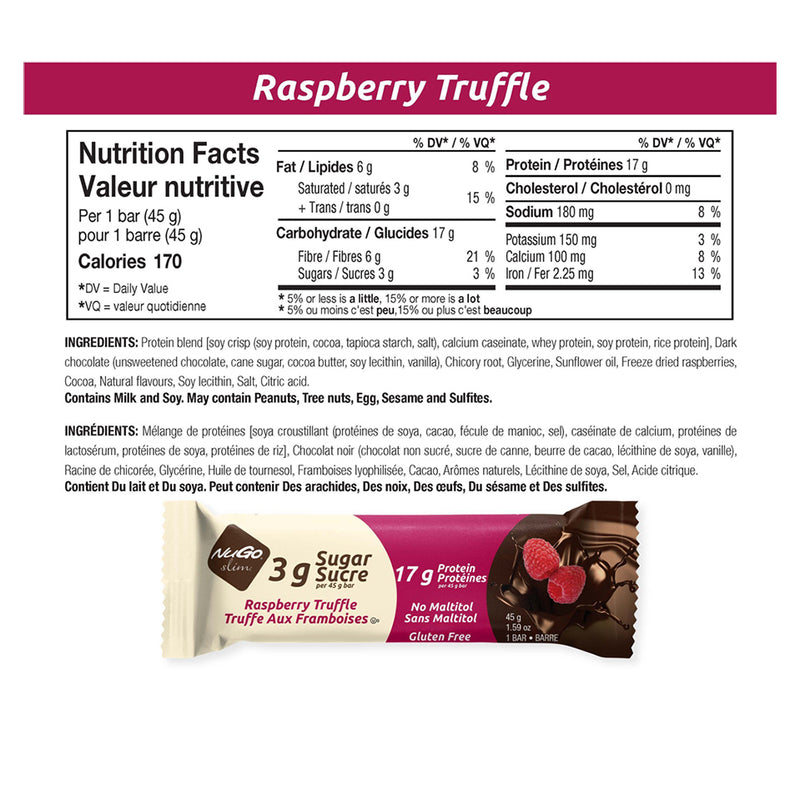 NuGo | Slim Raspberry Truffle Protein Bars – 12 Count - Rethink Nutrition