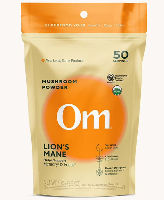 OM Mushroom | Lion's Mane Mushroom Powder (Focus &amp; Cognitive Wellness) – 3.5 oz - Rethink Nutrition