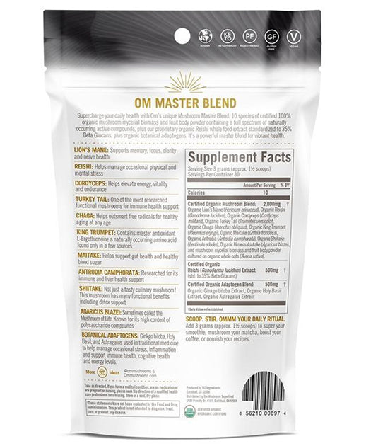 OM Mushroom | Master Blend Mushroom Powder (Daily Wellness &amp; Immune Support) – 3.17 oz - Rethink Nutrition