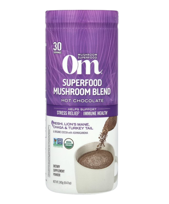 OM Mushroom | Hot Chocolate Blend (Calm & Stress Support) – 8.47 oz - Rethink Nutrition