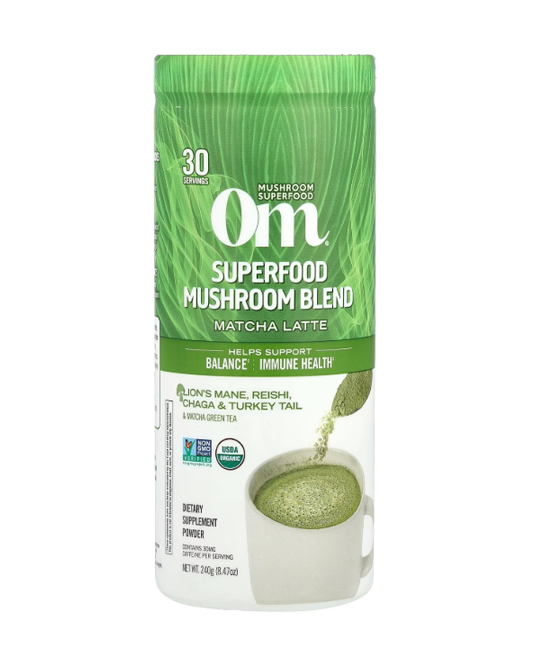 OM Mushroom | Matcha Latte Blend (Energy, Focus & Calm) – 8.47 oz - Rethink Nutrition