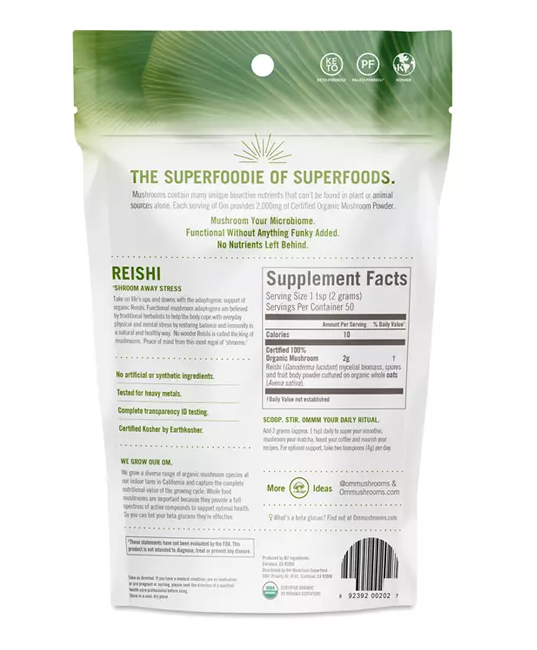 OM Mushroom | Reishi Mushroom Powder (Stress & Immune Support) – 3.5 oz - Rethink Nutrition