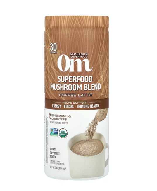 OM Mushroom | Mushroom Coffee Latte Blend (Energy & Focus) – 8.47 oz - Rethink Nutrition