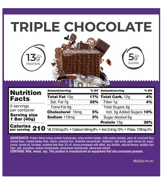 Power Crunch | Triple Chocolate Protein Wafer Bars – 12 Count