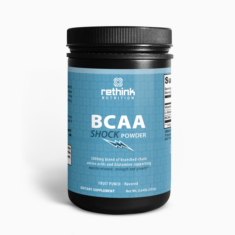 BCAA Shock Powder – Muscle Recovery &amp; Endurance with Electrolytes | Fruit Punch Flavor - Rethink Nutrition