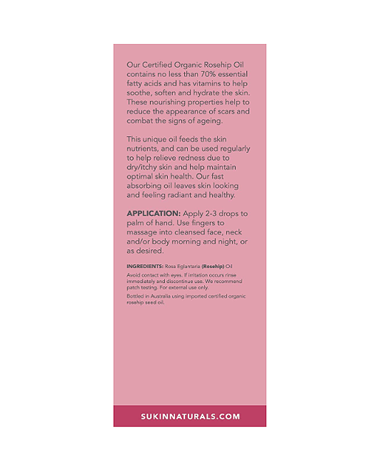 Sukin | Certified Organic Rosehip Oil (Skin Repair & Radiance) – 0.85 oz - Rethink Nutrition