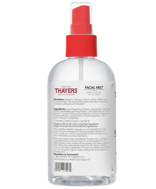 Thayers | Cucumber Witch Hazel Facial Mist (Refresh &amp; Hydrate) – 8 fl oz