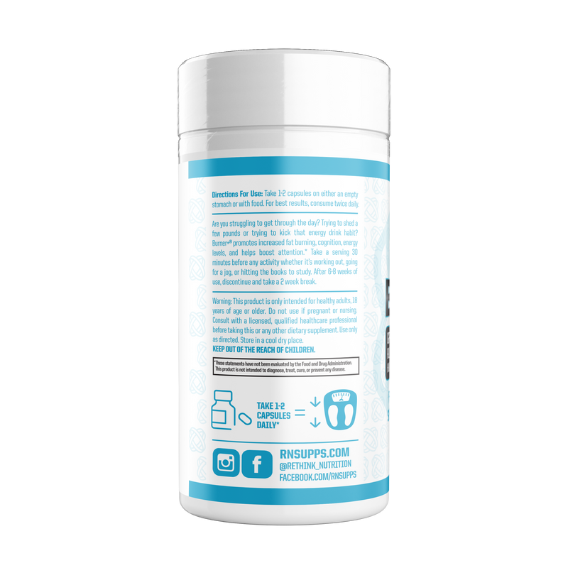 Burner+ - Energy, Focus & Fat Loss Formula, 60 Capsules - Rethink Nutrition