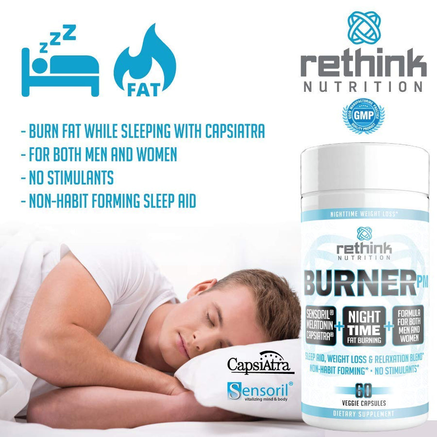 Burner PM - Nighttime Fat Loss, Sleep and Relaxation Formula, 60 Veggie Capsules - Rethink Nutrition